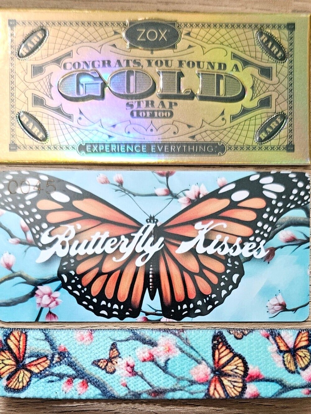 ZOX "BUTTERFLY KISSES" #45 GOLD Memorial Monarch Butterfly Collectible Wristband